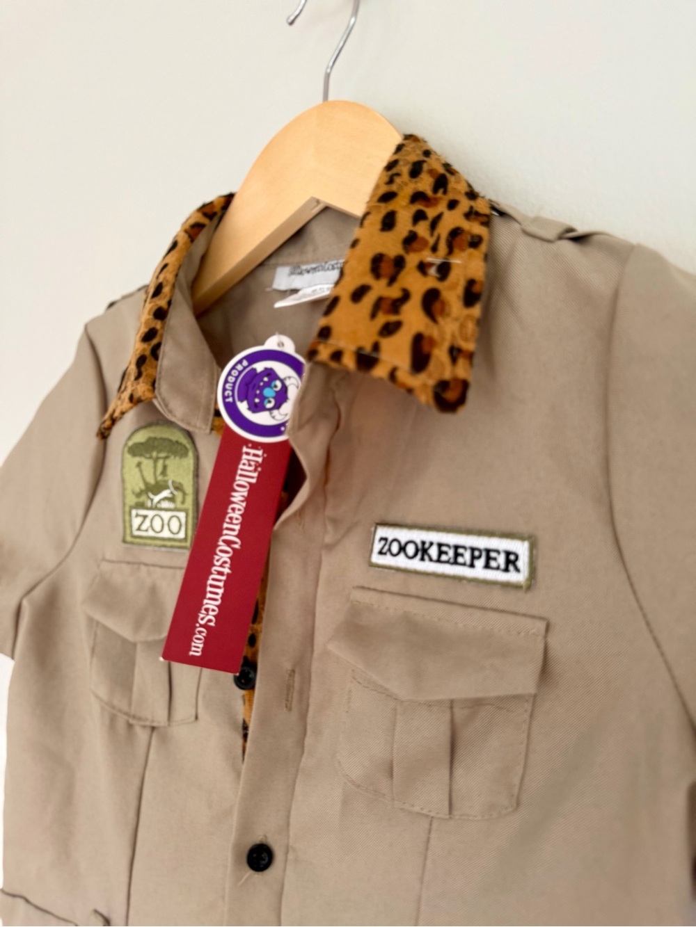 Zookeeper Costume for Girls | Large | Safari Jumpsuit and Hat with Leopard Trim